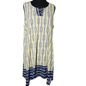 Hearts of palm sleeveless dress yellow blue sz L